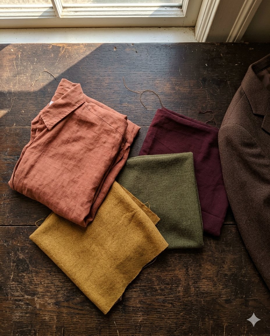Palette armocromia Autunno: terracotta, ocra, verde oliva, bordeaux, marrone cioccolato