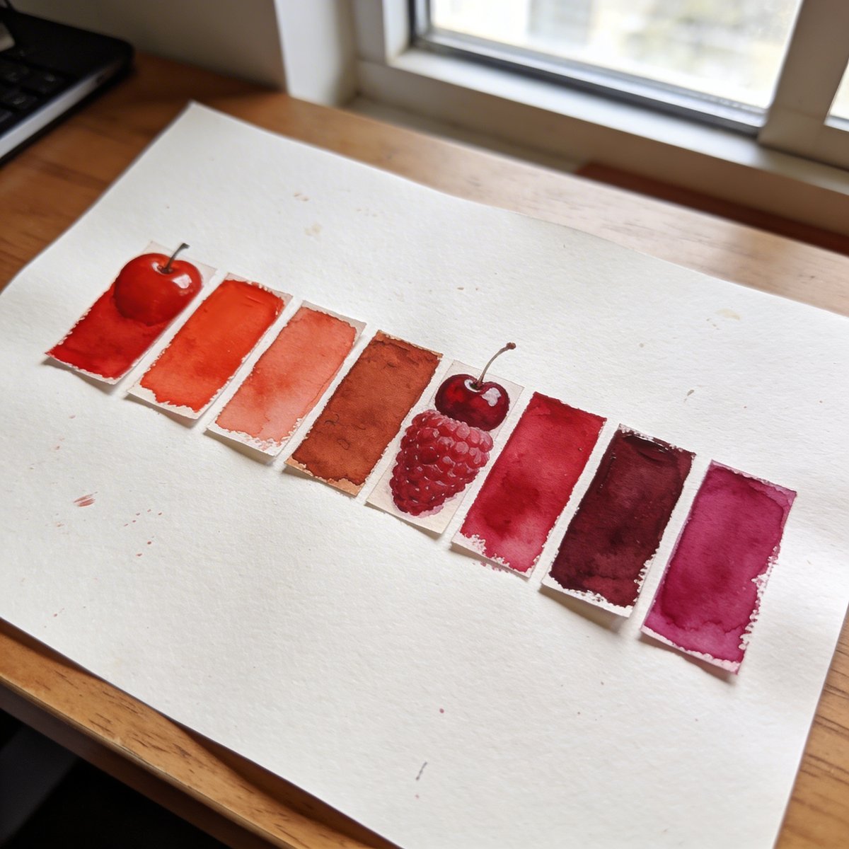 Palette che mostra le variazioni calde e fredde di uno stesso colore rosso