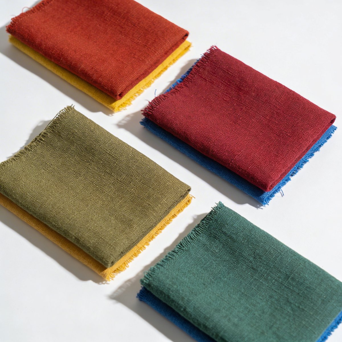 Confronto visivo di tonalità calde e fredde: rosso corallo vs rosso ciliegia, verde kaki vs verde abete