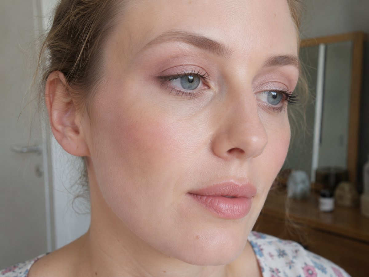 Trucco Estate Chiaro con ombretti rosa cipria, mascara morbido e labbra nude rosate su incarnato pallido